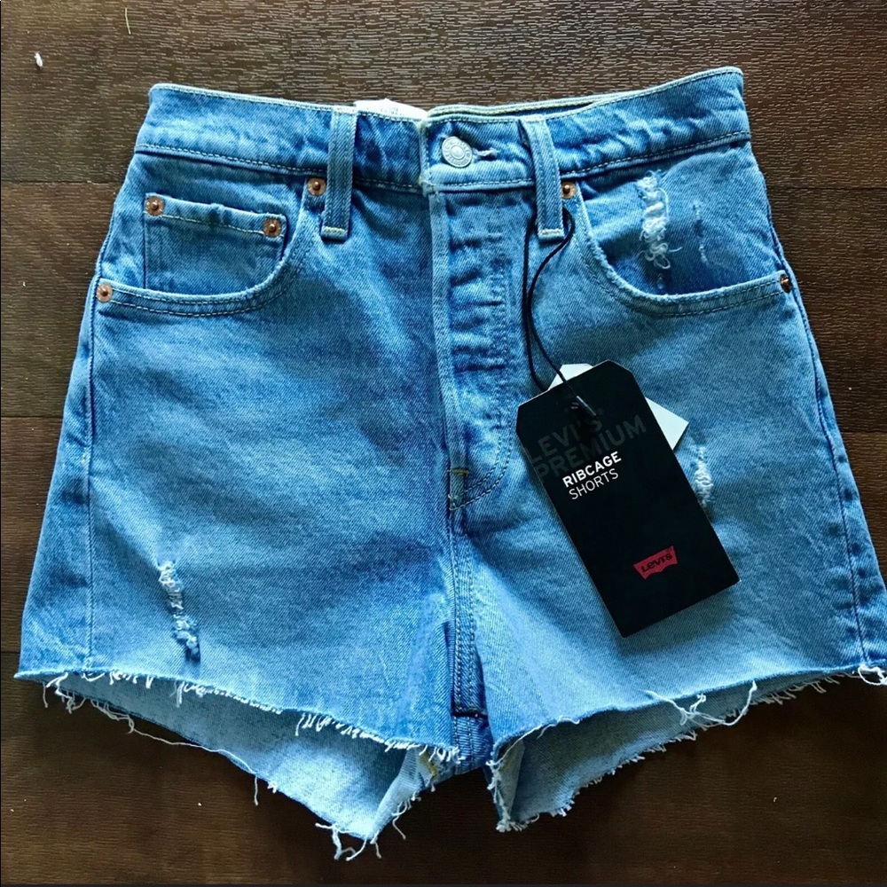 VHTF 29” High Waist Ripped Jean Shorts Button Fly - Picture 3 of 6